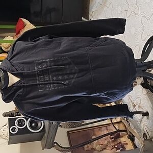 Sweater Hoodie Pull string hood pull over Faded Black FIELD AND STREAM sz Med